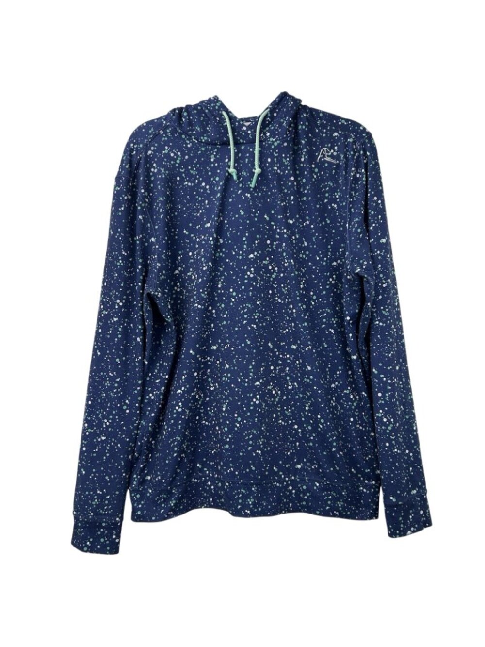 Rhoback Hoodie Mens Small Blue Hesi Performance Pullover Paint Splatter Golfing